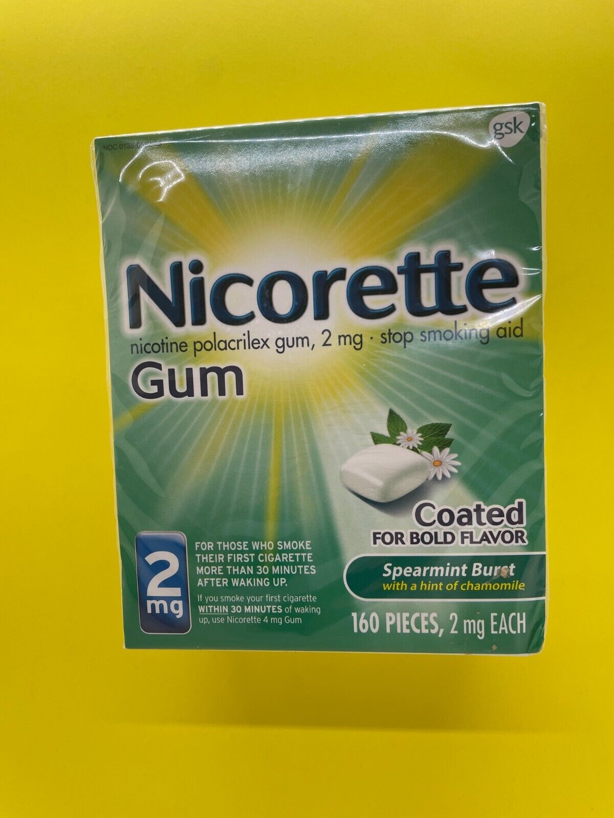 Nicorette Gum 2mg Spearmint Burst 160 Pieces Exp10/22, Free Shipping!