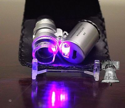 Mini 60x Adjustable Focus Microscope Magnifier Led Coin Error Grade Loupe B