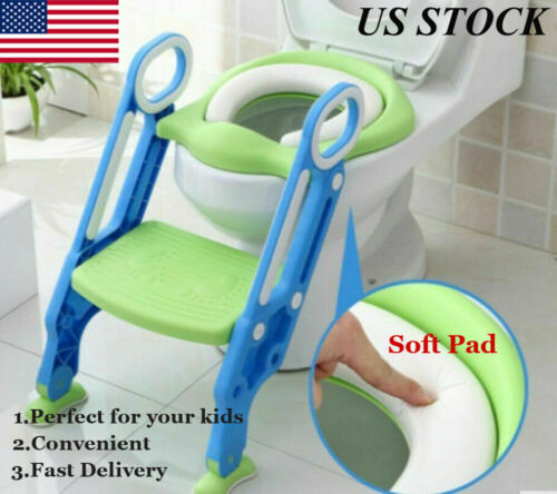 Toddler Toilet Chair Kids Potty Training Seat with Step Stool Ladder For Kids US