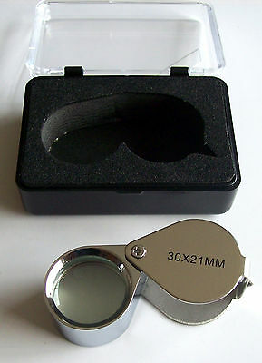 CHROME JEWELERS LOUPE 21MM 30x POWER LENSE LENS MAGNIFIER LOOP MAGNIFYING GLASS